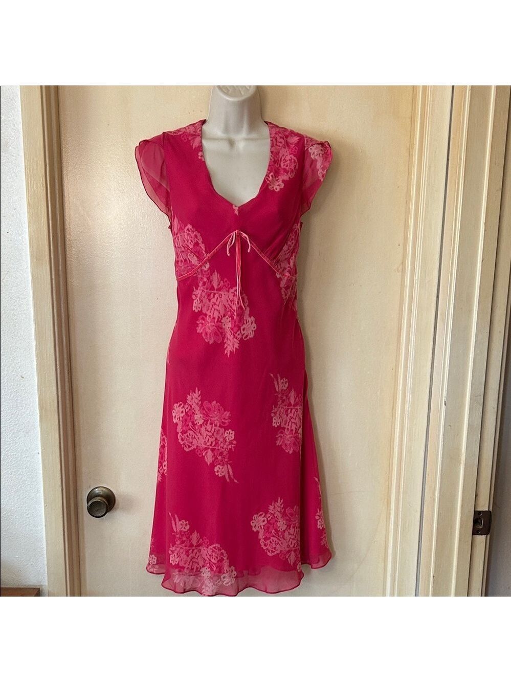 Ann Taylor Pink Floral Midi Dress size 12P
